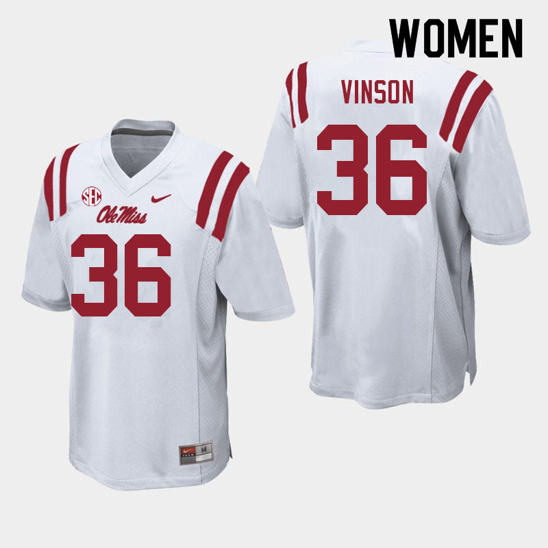 Rayf Vinson Ole Miss Rebels NCAA Women's White #36 Stitched Limited College Football Jersey YWN1658ZS